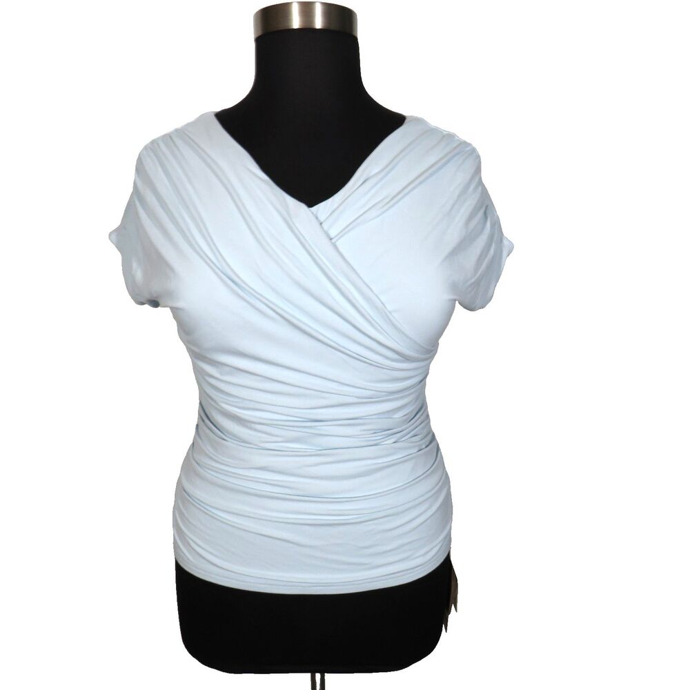 OGL Eco SkinKiss Surplice V-Neck Ruching Bra Top Light Blue Size XL